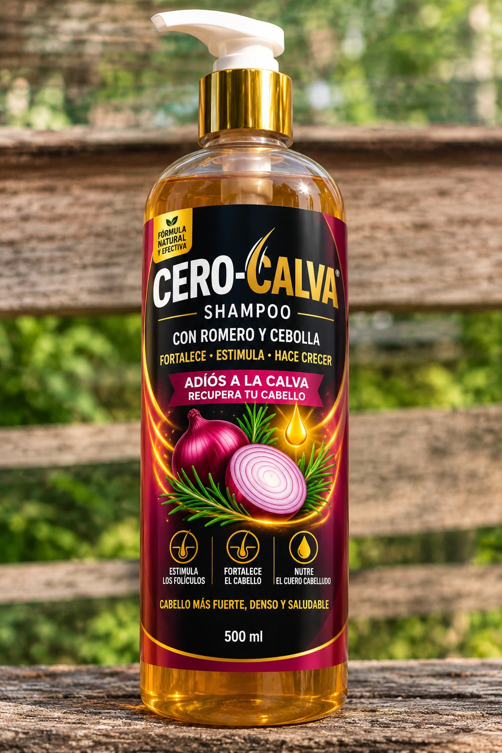 Shampoo Fortalecedor CERO-CALVA® con Cebolla, Romero y Canela – 500 ml